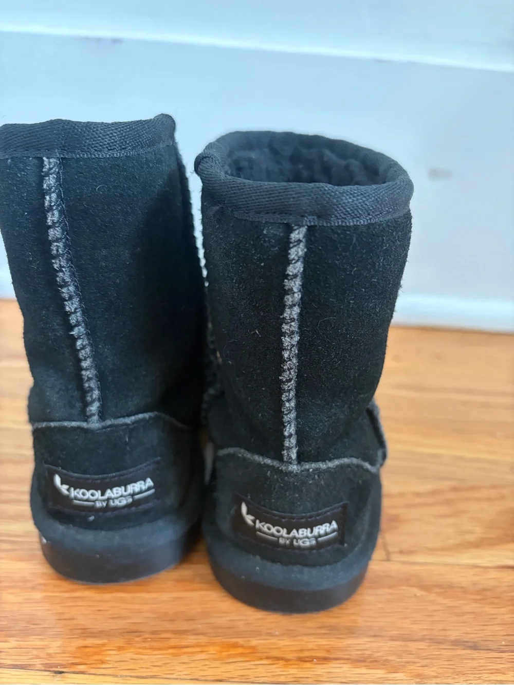 Koolaburra Kids Black Suede-Look Fleece Boots